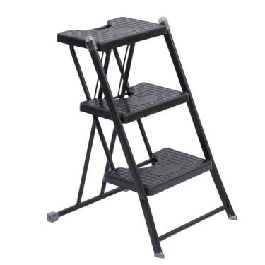 Imagem de Escada Dobrável Compacta Aço 3 Degraus 120 kg And Anodilar, Preto