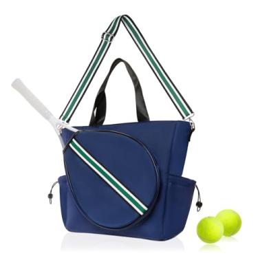 Imagem de Mini Momo Bolsa De Tênis, Bolsa Para Raquete, Bolsa Esportiva Para Raquete - Bolsas Para Mulheres, Badminton Unissex, Bolsa Para Squash, Alça De Ombro Listrada, Pickleball (Bolsa - Listra Azul-Marin