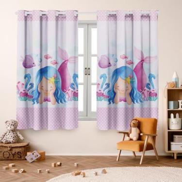 Imagem de Cortina Infantil Blackout 2,00x1,40 Decoração Divertida para Quarto de Criança (Sereia Baby)