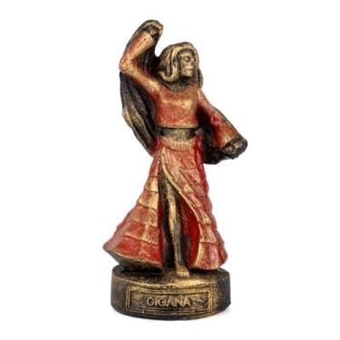 Imagem de Escultura Cigana Vermelha 10 cm em Resina Vintage - Lua Mística - 100%