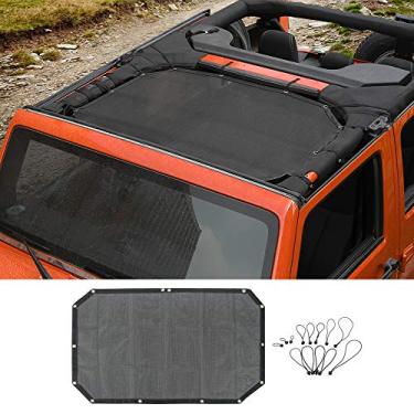 Imagem de Biquíni Voodonala para Jeep JK Sunshade Malha Sombra Solar para Jeep Wrangler JK JKU 2 portas e 4 portas, preto liso