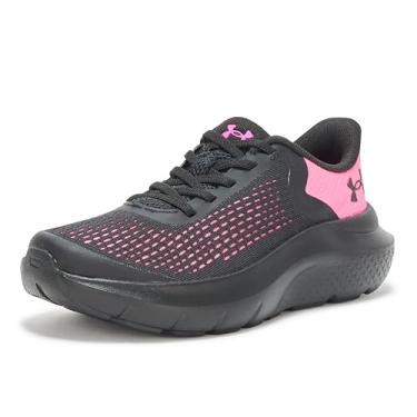 Imagem de Under Armour Tênis feminino pré-escolar Rogue 4 de renda alternativa, (002) Preto/Rosa Aero/Rosa Aero, 15