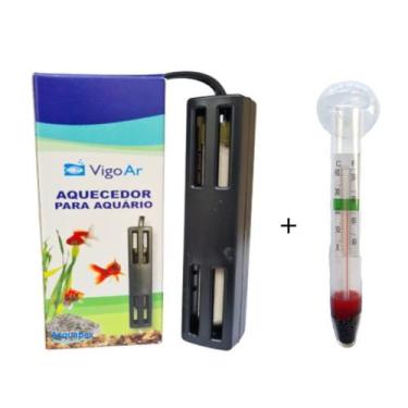 Imagem de Aquecedor Para agua Aquário 10W Vigoar + Termometro De Vidro, 110V