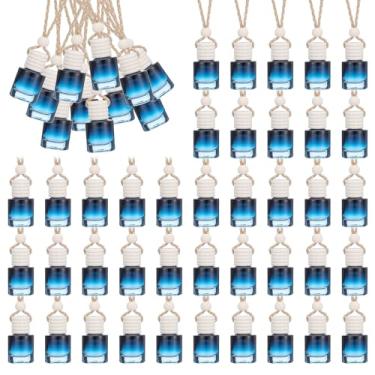 Imagem de 50 frascos difusores de carro para pendurar para carro, frasco de perfume de vidro vazio, difusor para fragrância de óleo essencial, aromaterapia, ornamento (cilindro)