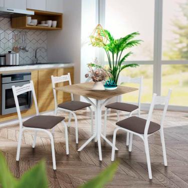 Imagem de Mesa Pequena Para Cozinha 4 Cadeiras Branco Carvalho Ash Shop jm