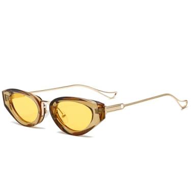Imagem de Cyxus Óculos de sol Cat Eye para mulheres, óculos de sol modernos femininos com proteção UV para dirigir, ao ar livre, uso diário, Armação amarela, lente amarela 1263, Medium