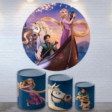 Imagem de Kit Painel de Festa Redondo Trio Cilindro - ENROLADOS - DeCarllos