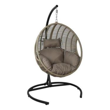 Imagem de Cadeira De Balanco Rattan Bege 192x122 Cm Suporta 100 Kg - Just Home C