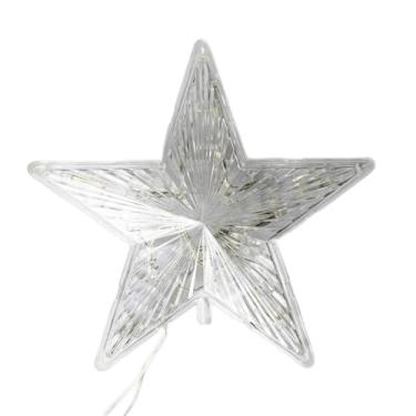 Imagem de Estrela LED Ponteira para Árvore de Natal, 20 cm, Transparente, Iluminação Colorida