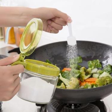 Imagem de Kit 2 Porta Condimentos de Vidro Com Colher 300ml Lily, Azul