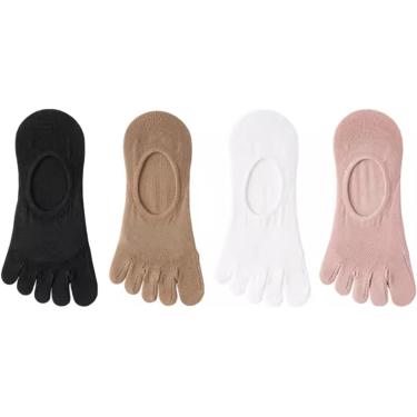 Imagem de 4 Pares De Durabilidade Meias Fofas Meias De Dedo Do Pé Meias De Cinco Dedo Meias De Corte Baixo Para Mulheres Menina Suprimentos Corrida Atlética, Multi-colored E, One Size