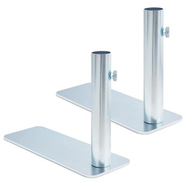 Imagem de Yaocom 2 peças de suporte de metal portátil para mastro de bandeira com base de 25,5 cm de altura, serve para mastro de bandeira de 3,8 cm de diâmetro para acampamento de carro (prata)