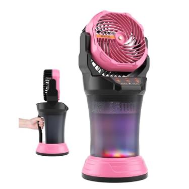 Imagem de WESTTREE Ventilador de nebulização portátil com ventilador de bateria grande - Ventiladores de resfriamento de nebulização ao ar livre recarregáveis com tanque de água de 2L, luzes RGB, 4 velocidades