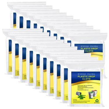 Imagem de Pano de plástico para pintura, folhas de pano transparente à prova d'água e à prova de poeira, lona descartável de 2 x 3 metros evita que a tinta salpique e goteje, móveis de capa, 20 folhas