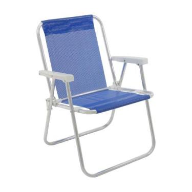 Imagem de Cadeira de Praia, Piscina, Camping Alta Alumínio Lazy Sannet Azul Mari