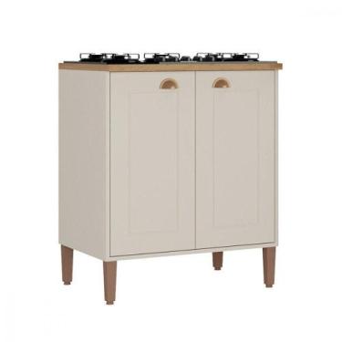 Imagem de Balcão Para Cooktop 4 Bocas Tunisia Off White Com Canelato - ATUALLE