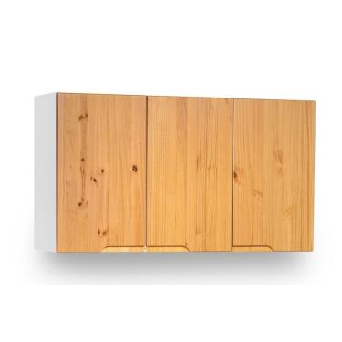 Imagem de Armário Aéreo 120Cm 3 Portas Madeira Maciça/Mdf Ikigai Artemobili Branco/Carvalho