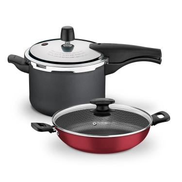 Imagem de Kit - Panela De Pressão 4,5 Vancouver Grafite + 1 Panela Wok 28cm - Tramontina