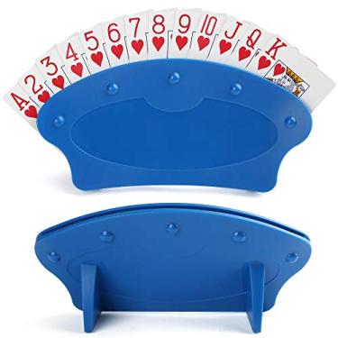Imagem de LotFancy Porta-cartas para adultos, crianças, idosos, pacote com 2, porta-cartões para baralhar, noites de jogos de cartas familiares, canasta, festas de pôquer, plástico, mãos livres