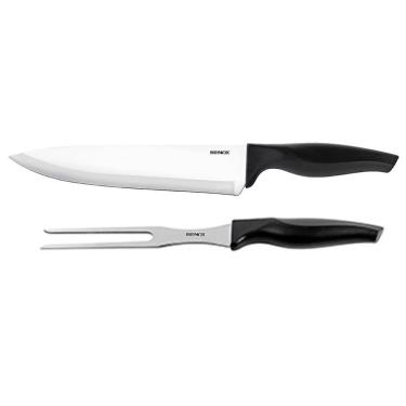 Imagem de Conjunto Faca E Garfo Trinchante Cross 2 Peças Brinox Preto E Inox