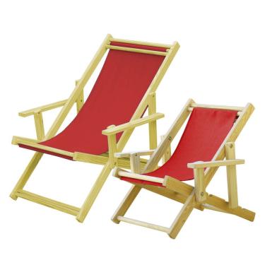 Imagem de Kit 2 Espreguiçadeiras Adulto E Infantil-vermelho