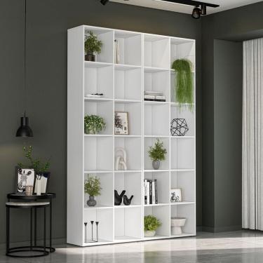 Imagem de Kit Estante Para Livros Com 12 Nichos 221cmx148cm Caracol Branco