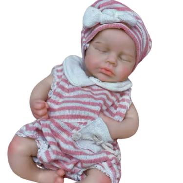 Imagem de Bebê Reborn Menina Toda De Silicone Sólido Artesanal Olhos Fechados Cabelo Implantado Fio A Fio