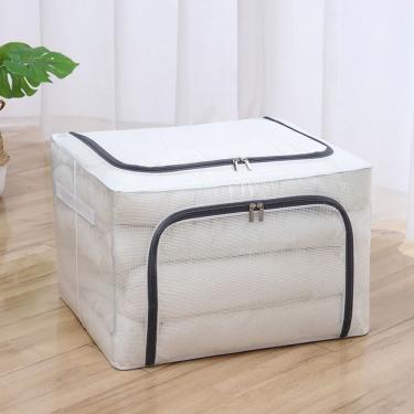 Imagem de Caixa Organizadora De Guarda Roupa Multiuso Flexível Com Zíper 60x40x40