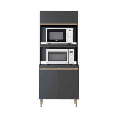 Imagem de Armário Torre Quente Forno Sabrina 80x202cm Mdp Menu Móveis Preto