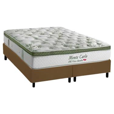 Imagem de Cama Box King Com Colchão Herval Monte Carlo Molas Ensacadas 193x203x73cm Ms Suede Marrom
