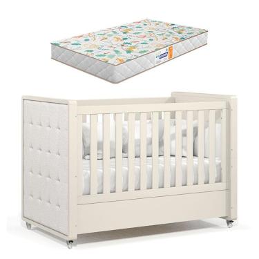 Imagem de Berço Americano Tutto New Off White Com Capitonê New Boucle E Colchão Gazin - Matic