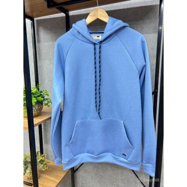 Imagem de Blusão Masculino Moleton raglan Capuz e Bolso canguru Azul Marine