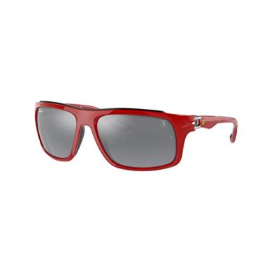 Imagem de Pacote de óculos de sol Ray-Ban RB4364M: RB 4364M F6236G Vermelho Cinza Espelhado Prata Gradien e Coleira Universal Antiderrapante de Silicone