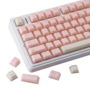 Imagem de TYRIXKI Teclas Crystal Jelly Pink Double Shot, 166 teclas translúcidas brilham através de lindas teclas personalizadas, teclado Cherry Profile para teclados mecânicos Cherry MX Switchs