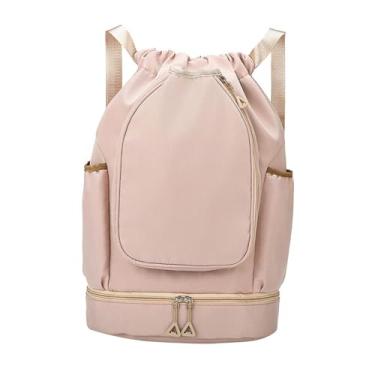 Imagem de menolana Mochila de tênis, bolsa para raquete de badminton com compartimento para sapatos, decoração com cordão, bolsa de ombro para remo, mulheres, homens, Cáqui