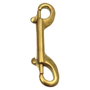 Imagem de Pegciuho Clipe de corrente de gancho de pressão de parafuso de ponta dupla, fecho de fivela de metal marinho para prender coleira de cachorro agrícola, 90 Mm de Ouro