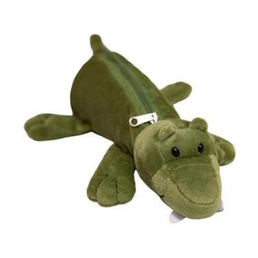 Imagem de Ｂｅｓｇａ Estojo de pelúcia para lápis, porta-canetas criativo, decorativo, com zíper, para mesa, com animais, para meninas e crianças, Crocodilo
