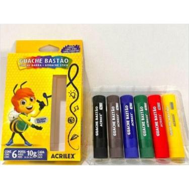 Imagem de Tinta Guache Em Bastão 6 Cores Acrilex-pct C/ 4 Caixas - Napolestore