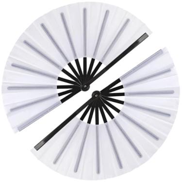 Imagem de Pacote com 2 leques de mão grandes dobráveis para dançar e estourar, grande ventilador de palmas de rave chinês Kung Fu leques dobráveis decorativos para dança, apresentação, festival ou decoração de