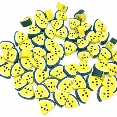 Imagem de MSCFTFB 200 peças de pingentes de frutas de 6 mm com furos, espaçador de argila de polímero, contas de fundo plano com fatias grossas para fazer bijuterias e acessórios de chaveiro, Plástico Resina