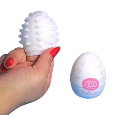 Imagem de Masturbador Masculino em Silicone, Formato Ovo Modelo Stepper, 7cm x 5,2cm, Branco