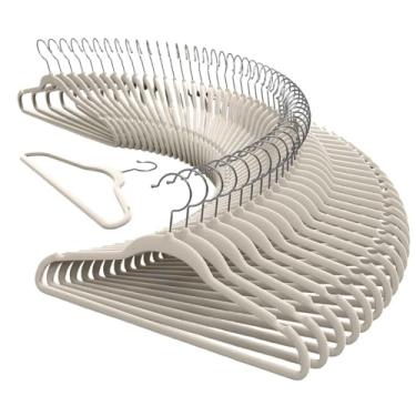 Imagem de Kit 100 Cabide Veludo Slim Antideslizante Ultra Fino(Bege)