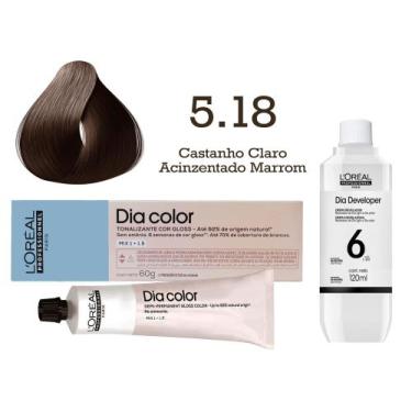 Imagem de Tonalizante Dia Color 5.18 Castanho Claro Acinzentado Marrom + Emulsão