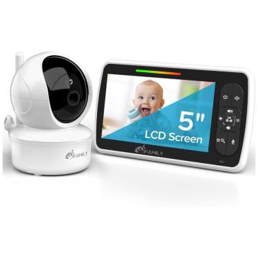 Imagem de Babá Eletrônica iFamily com Tela de 12,7 cm e Bateria de 30h - Controle Remoto PTZ, Áudio Duplo, Visão Noturna, Termômetro, Alcance 300m