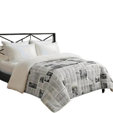 Imagem de Edredom Queen & Cobredom Casal - Kit Aconchegante com Forro Sherpa e Estampas Exclusivas para Inverno(JORNAL)