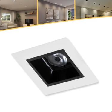 Imagem de Spot Embutir De Led 2w 3000k 24° Branco/Preto Mini Quadrado P/Teto