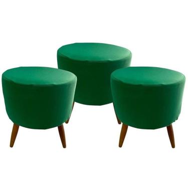 Imagem de Kit 3 Peças Capa Puff Redondo Pé Palito Malha Com Elástico