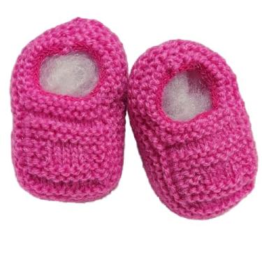Imagem de Sapatinho de Bebê de Tricô Rosa Pink - 0 a 3 meses 100% Lã Antialérgica