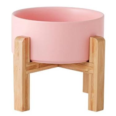 Imagem de Petygooing Tigela de cerâmica para cães PinkElevated/Raised para raças pequenas, prato de água com suporte, tigela de alimentação para animais de estimação com borracha antiderrapante para gatos e