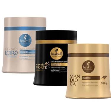 Imagem de Haskell Cronograma Capilar 3x500g Máscaras Cavalo Forte Bendito Loiro 